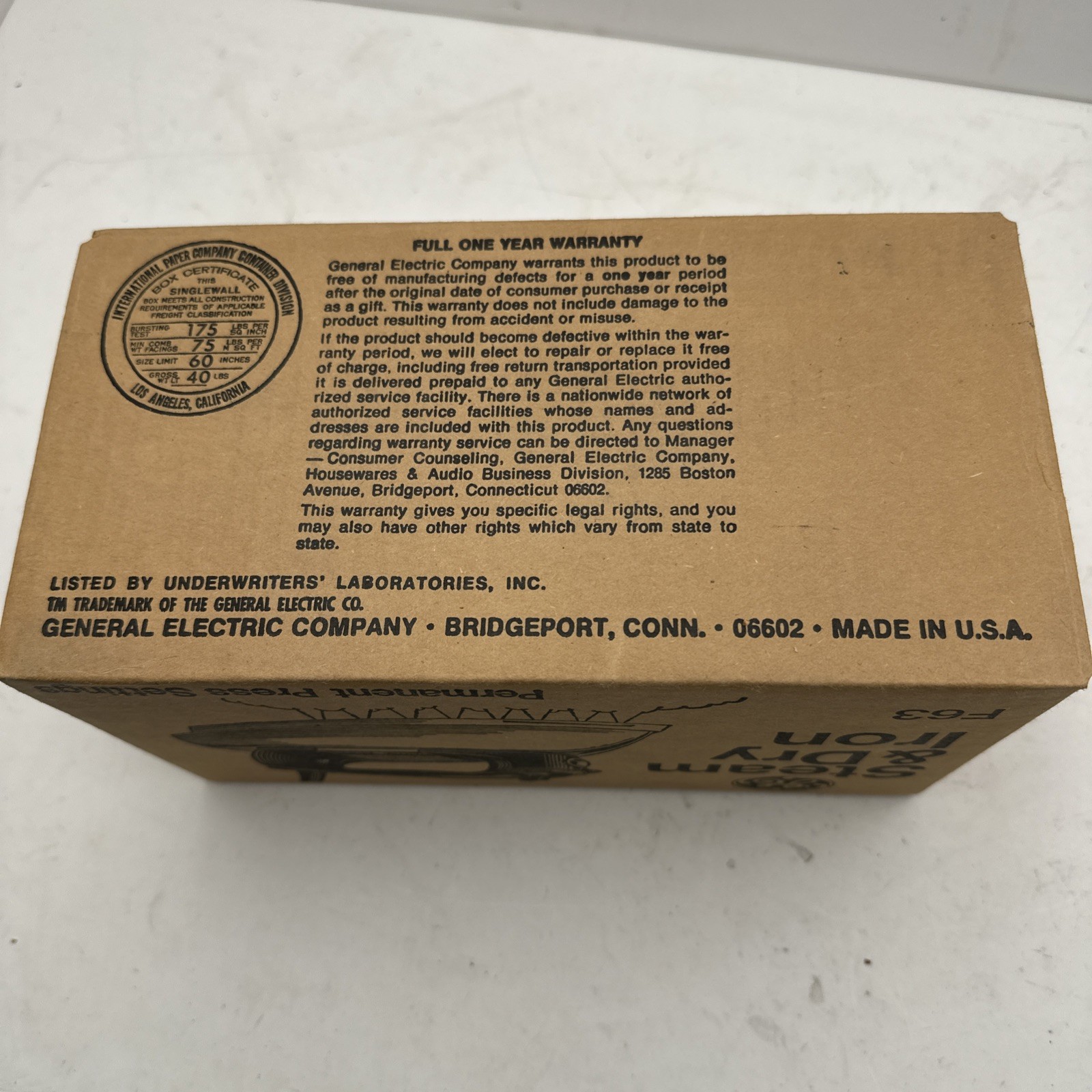 Vintage GE F63 Steam and Dry Iron General Electric Permanent Press SEALED NEW