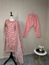 Pakistani/indian 3pcs floral embroidered organza party dress