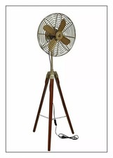 Ventilatore a treppiede antico in ottone stile vintage con supporto...