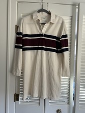 Abercrombie & Fitch Rugby Polo Mini Shirt Dress Cream Navy Maroon Collared Small