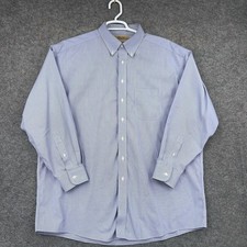 Roundtree Yorke Gold Label Shirt Mens 17.5 34/35 Blue Gingham Non Iron