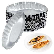21 Pieces Egg Tart Molds for Baking Stainless Steel Boat Shape Pans Reusable