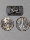 3 Oz Silver 1x Engelhard Prospector Coin, 1x   American Eagle Coin, & Silver Bar