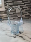 Fenton Light Blue Glass Decorative Basket with Handle