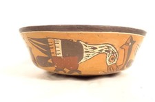 Coupe bol précolombien Nazca Pérou oiseaux poissons terre cuite polychrome