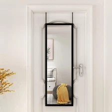 Wall Mirror Full Length Door, Black Bedroom Full Body Over The Door Hanging M...