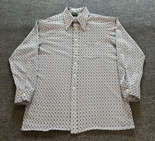 VTG 70s Towncraft JCPenney Penn Prest Geometric Long Sleeve Shirt 16-16.5 T Tall