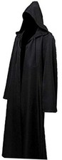 Men Tunic Hooded Robe Halloween Cosplay Wizard Costume Knight Medium Black