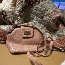 Pink Croc Style Crossbody Handbag