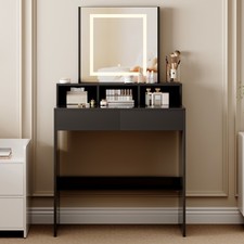 Dressing Table w/Mirror, Drawers, LED Lights & Large Open Storage Areas - TULSA
