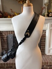 The  Rugged Weave Pro  Camera Strap: Black Leather, Comfort Padded Suede Backing