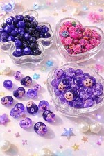 Bulk Lot Glass Beads for Bracelet Making PINK PURPLE Mix Shape Round Tube 3 lbs