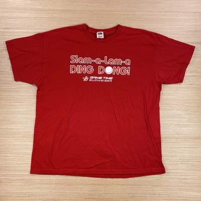 Vintage Fruit of The Loom Shirt Mens 2XL Red Slam A Lam A Ding Dong Budweiser