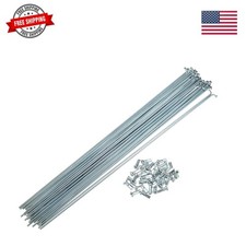 36 Pcs 14G J Bend 2mm Bike Bicycle Spokes with Nipples Steel Silver Tone