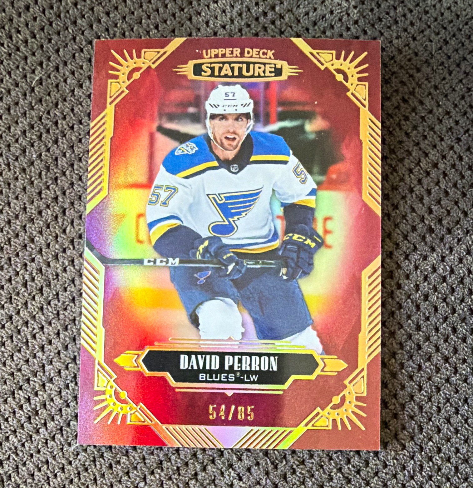 Upper Deck David Perron Blues 2020-21 Stature Red Parallel #68 54/85