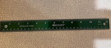 12" inch Metal Green Ruler with cork backing has centimeters cm Rulers have hole