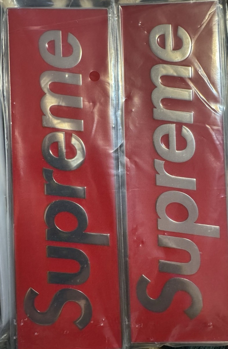 Supreme Chrome adhesive car emblem with enamel filled logo. 7.5