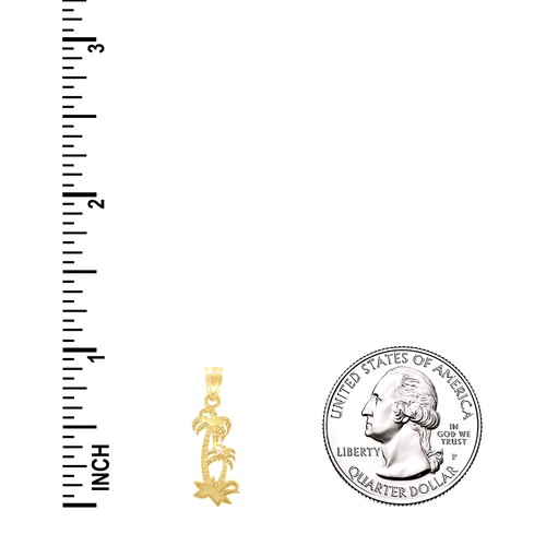 10kt 10k Yellow Gold Womens Nugget Textured Palm Trees Charm Pendant 0.9 Inch - Picture 2 of 3