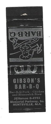 Gibson's Bar-B-Q    Matchcover    Huntsville, ALA.