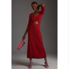 Anthropologie X Favorite Daughter The Crush Dress Medium Red Midi Valentines