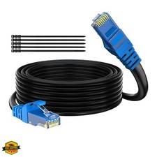 Cat 6 Outdoor Ethernet Cable 25 Ft Black, High Speed Heavy Duty Long Internet...
