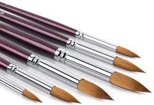 Kolinsky Watercolor Brush Set Pure Kolinsky Sable Hair Pointed round Art 6 Pcs