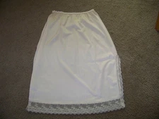 Vintage Lorraine Beige Nylon Half Slip W/Lace Size Small Tall Made USA 25" Clean