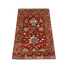 2'7"x3'10" Rust Red Hand Knotted Afghan Sultani Wool Sample Mat Rug 22178