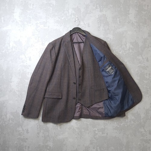 Conjunto de 2 piezas de chaleco y blazer regular Peacocks para hombre XL 44 marrón espiga - Imagen 9 de 15