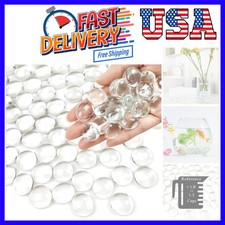 1lb Clear Glass Beads for Vases, 100 Pcs Glass Pebbles, Clear Flat Glass Marb...