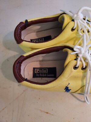 Vintage Ralph Lauren Men's Polo Canvas Laced Yellow Shoes Size 9D