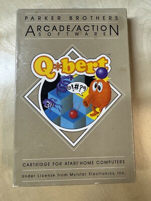 Vintage Atari 400/800 Q*Bert Game Cartridge w/Box & Manual - TESTED