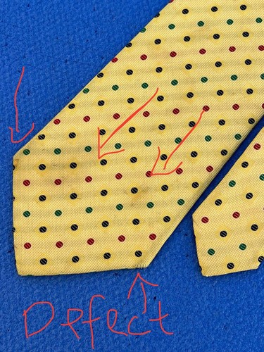 Authentic Paul Smith London Polka Dot Design On Yellow 100% Silk Necktie Tie - Picture 9 of 15