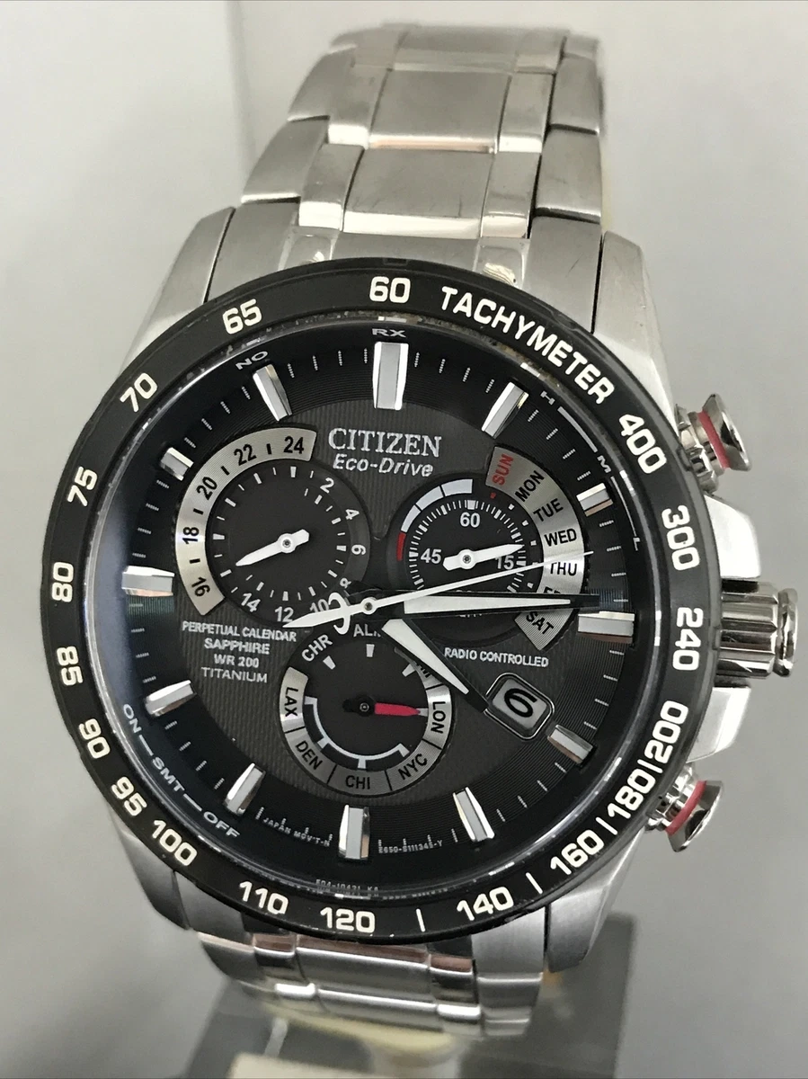 Citizen Men s Eco Drive Chrono A T Alarm Radio Controlled Titanium Watch E650
