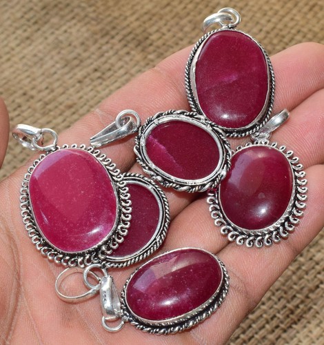 NEW SALE ! Simulated Ruby Gemstone Pendant Wholesale Lots 925 Silver Plated Lots - Picture 3 of 8