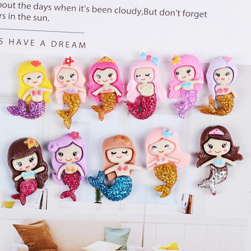 20 pcs Assorted Resin Cartoon Glitter Mermaid Flatback Charm Cabochons Craft DIY - Picture 2 of 5