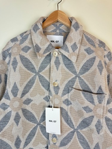 NN07 No Nationality Rahim Jacquard Boucle Geometric Overshot Shirt Jacket M - Picture 6 of 15