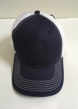 Adams Upscale Fashion Headwear Mesh Back Adjustable Strap Hat Navy Blue  White