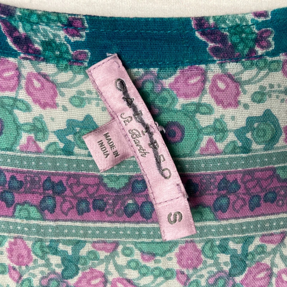 Vestido Calypso St Barth Mujer S Verde Floral Mini Cuello en V Sin Mangas Cintura Ajustada Foto 3 de 4