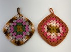 Handmade Crochet Potholder Hotpad 6” Fall Colors Granny Square, VTG Look