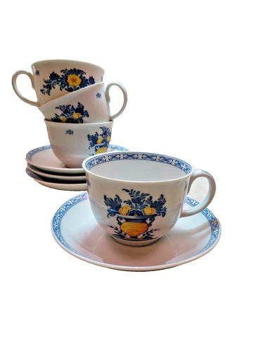 Vista Alegre Viana Coffee/Tea Cups & Saucers Lot Of 4 Porcelain NEW