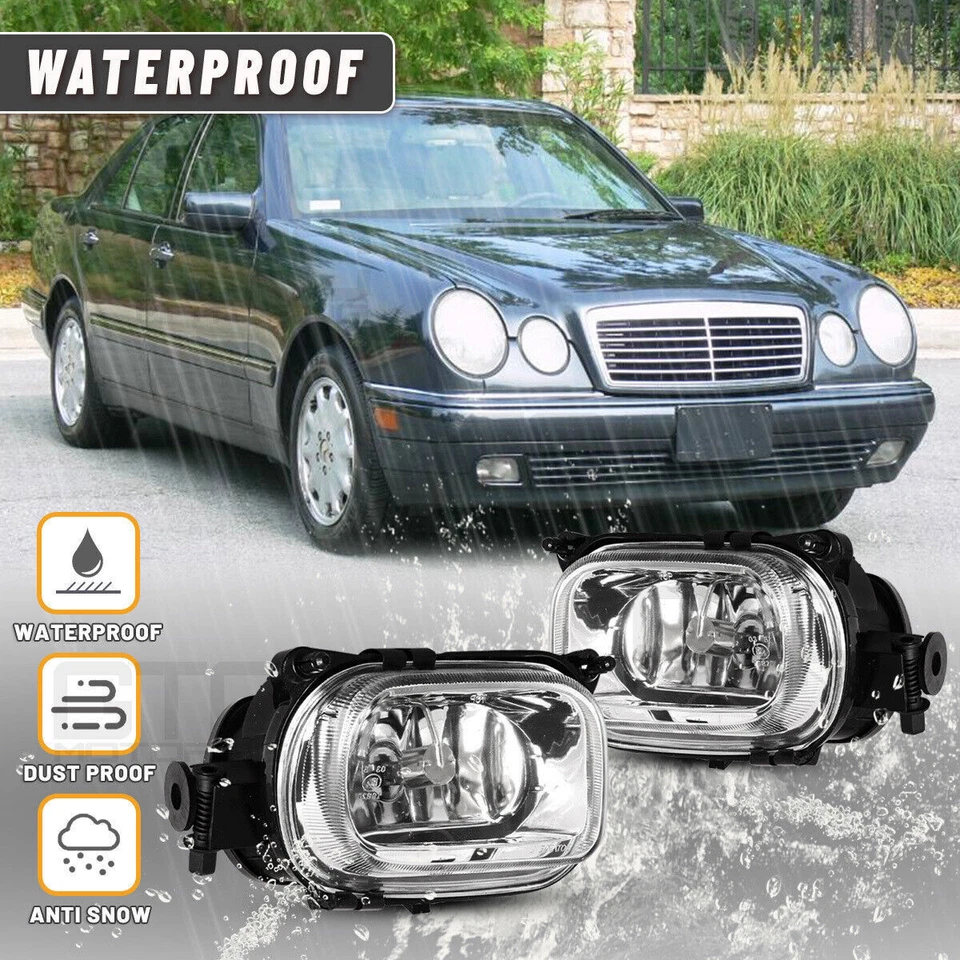 for 1996-1999 Mercedes-Benz E300/E320 Fog Lights Bumper Replace Clear Glass Lens - Imagem 2 de 4
