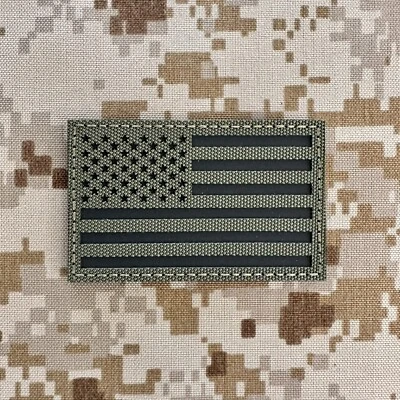 US American Flag Patch USA Ranger Green Olive Military Morale IR - Hook & Loop