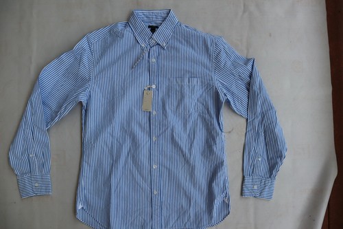 Camicia LS nuova con etichette blu e bianco a righe J CREW lavata con bottoni anteriore LS media - Foto 4 di 6