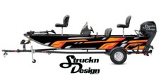 Retro Grey Orange Tech Lines Black Vinyl Graphic Decal Kit Fish Boat Wrap USA