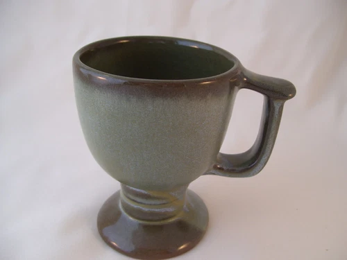 Frankoma Prairie Green Lazy Bones Pedestal Mug Cup 1950's Retired USA Vintage