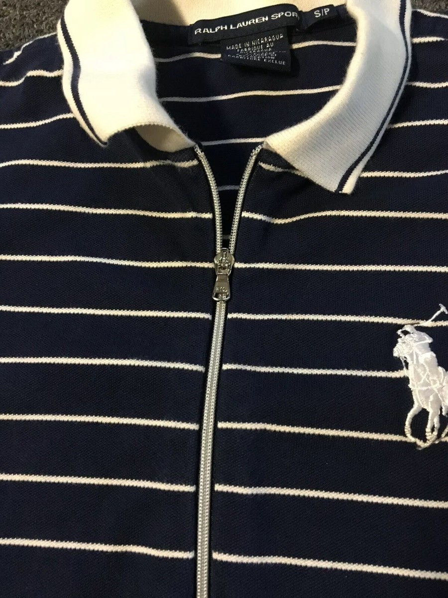 Vtg Polo Ralph Lauren Women's Striped 1/4 Zip Shirt S Sport