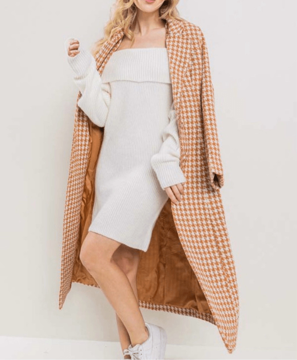 Orange Houndstooth Coat Jacket - image 7