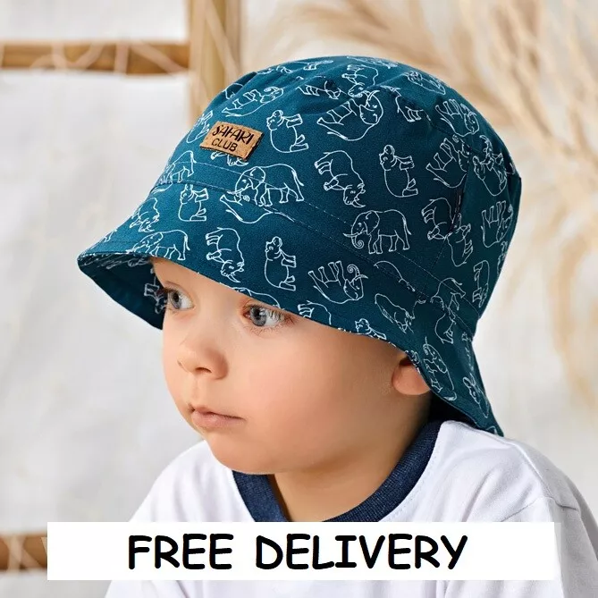 BABY RICH 100% Cotton summer boys bonnet sun HAT 18-24 months 2-7 Years Cap