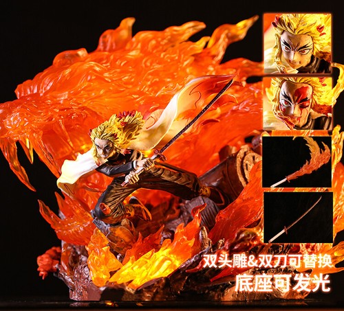 NEW 11" Rengoku Kyoujurou PVC Figure Statue Anime Demon Slayer Model Toy Collect - Picture 4 of 20